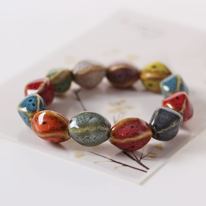 Colored Glazed Ceramic Elastic Bracelets