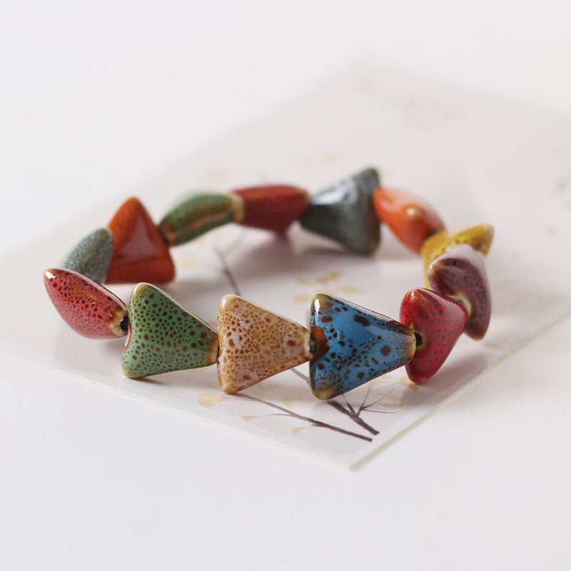 Colored Glazed Ceramic Elastic Bracelets