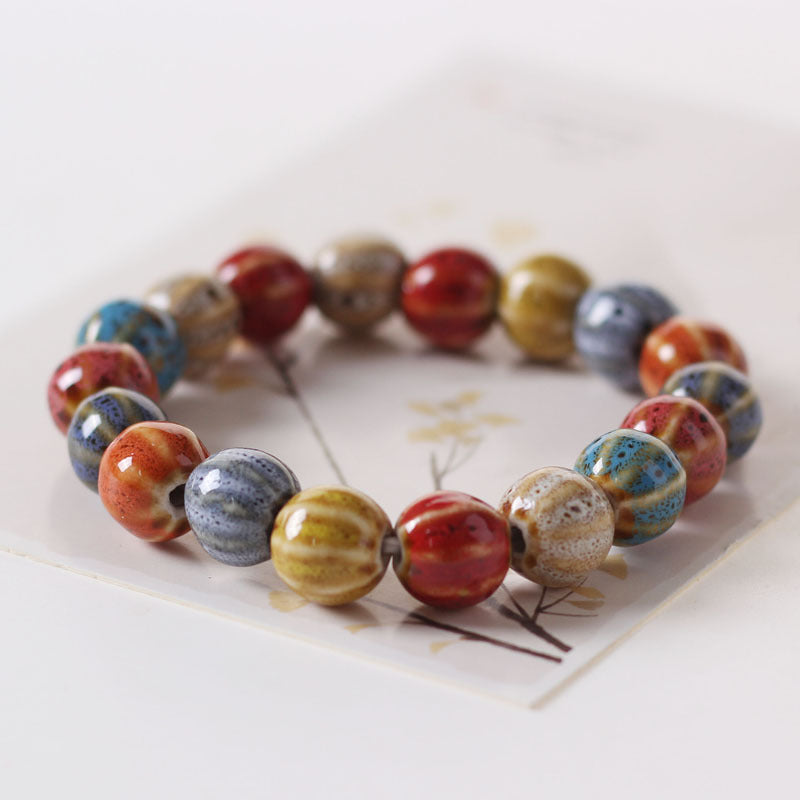Colored Glazed Ceramic Elastic Bracelets