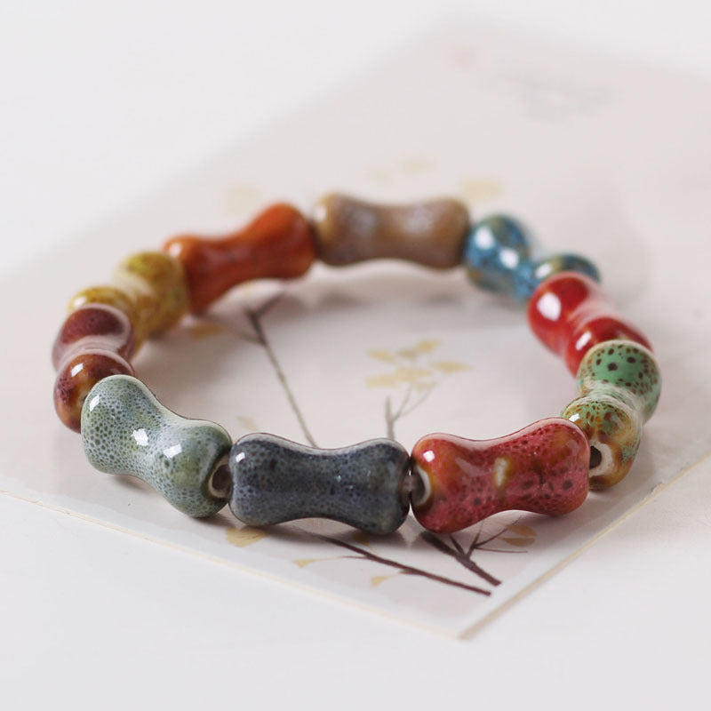 Colored Glazed Ceramic Elastic Bracelets