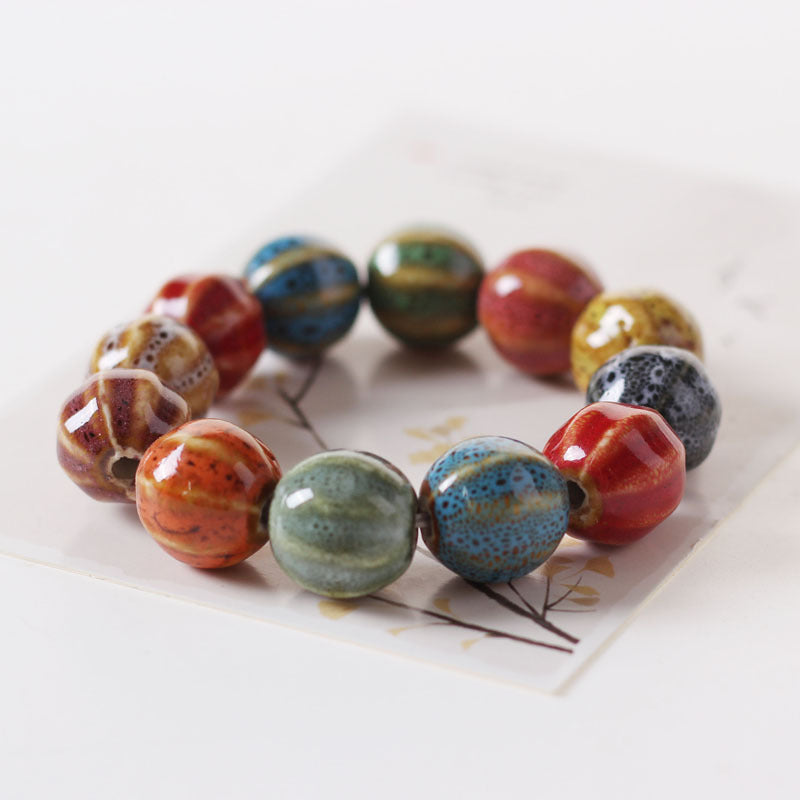 Colored Glazed Ceramic Elastic Bracelets