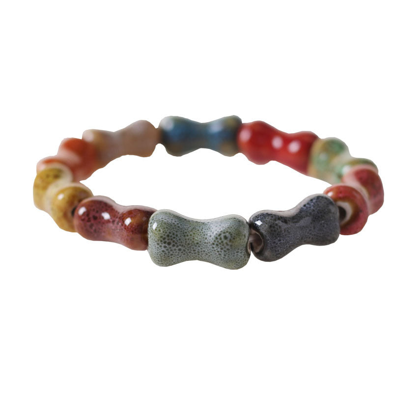 Colored Glazed Ceramic Elastic Bracelets