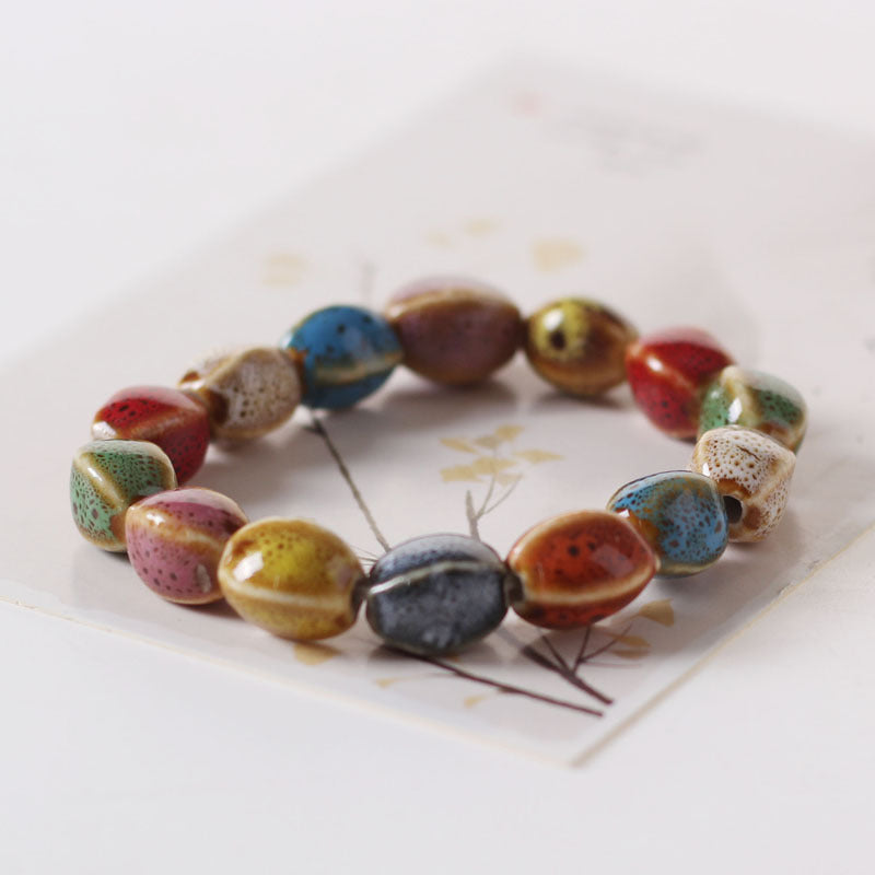 Colored Glazed Ceramic Elastic Bracelets