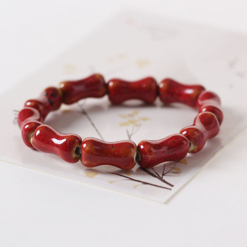 Colored Glazed Ceramic Elastic Bracelets