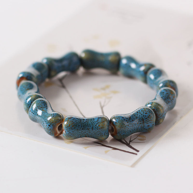 Colored Glazed Ceramic Elastic Bracelets