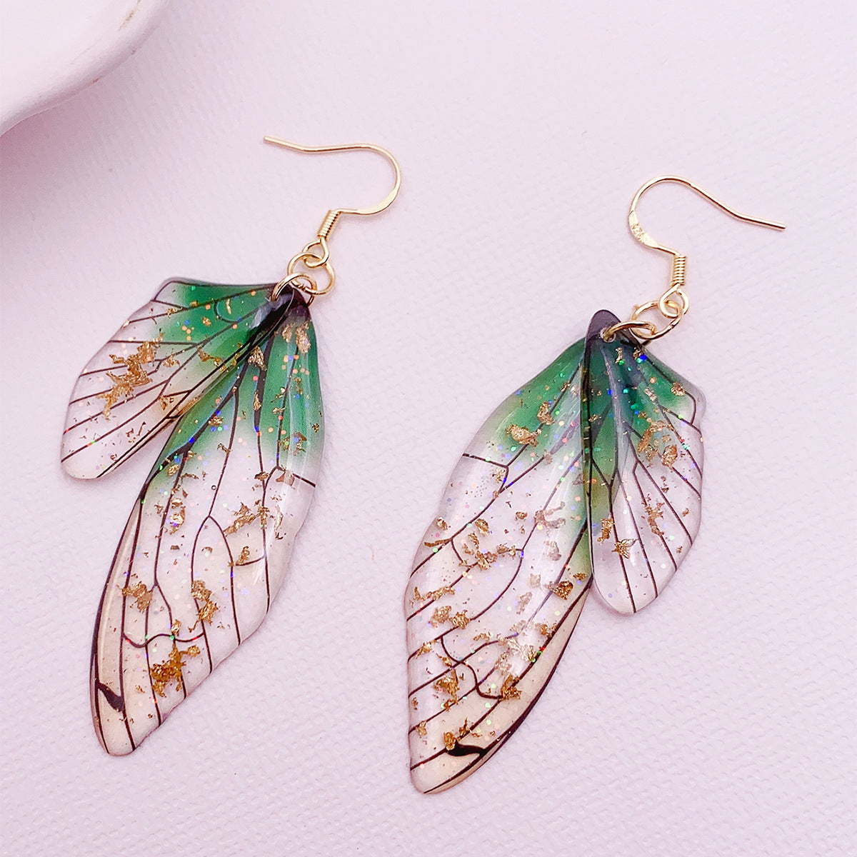 Gradient Cicada Wings Butterfly Wings Earrings