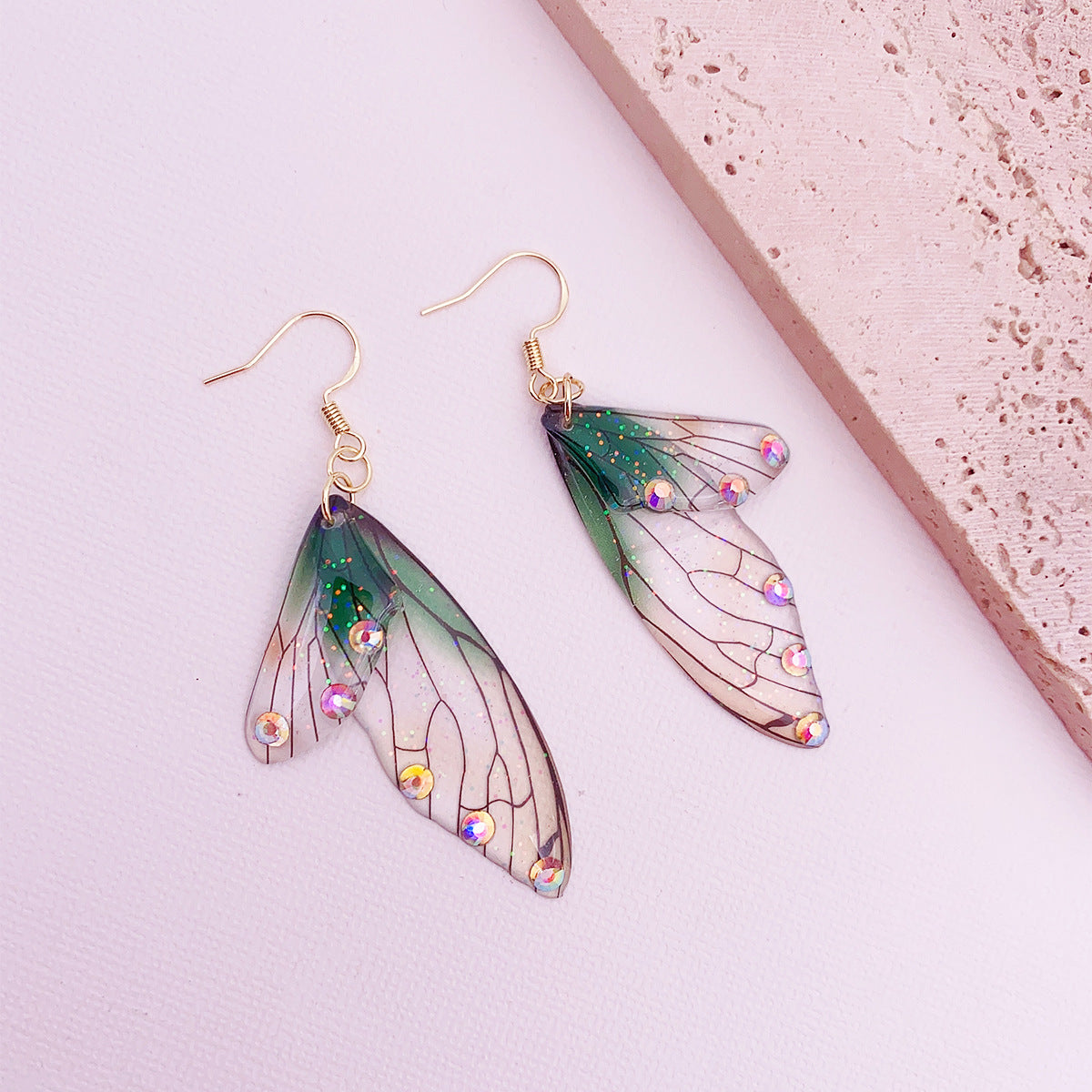 Gradient Cicada Wings Butterfly Wings Earrings