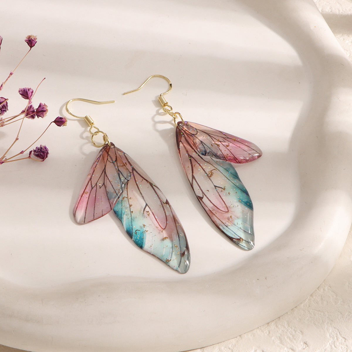 Gradient Cicada Wings Butterfly Wings Earrings