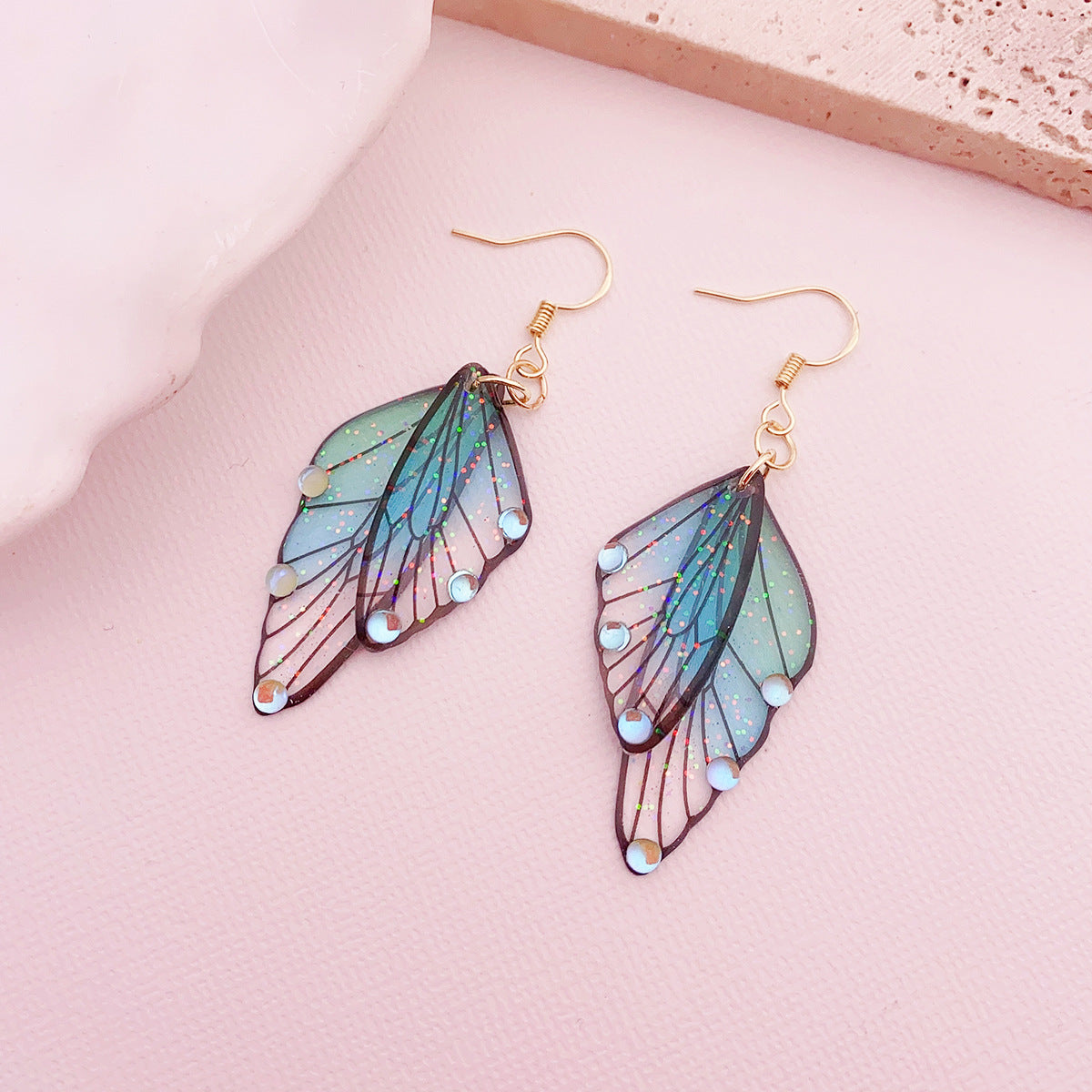 Gradient Cicada Wings Butterfly Wings Earrings