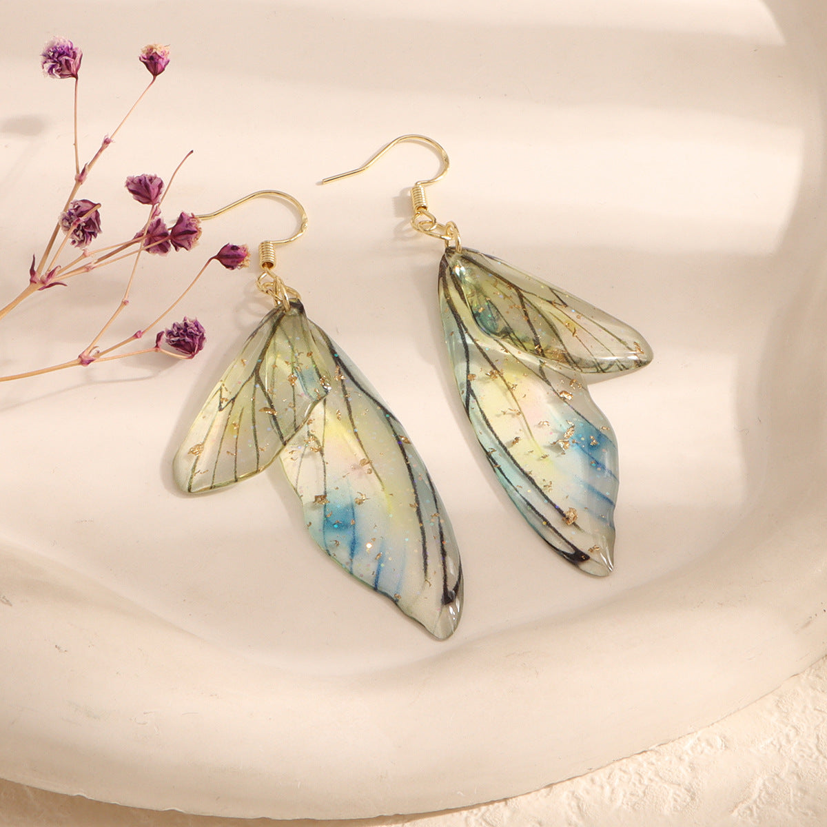 Gradient Cicada Wings Butterfly Wings Earrings