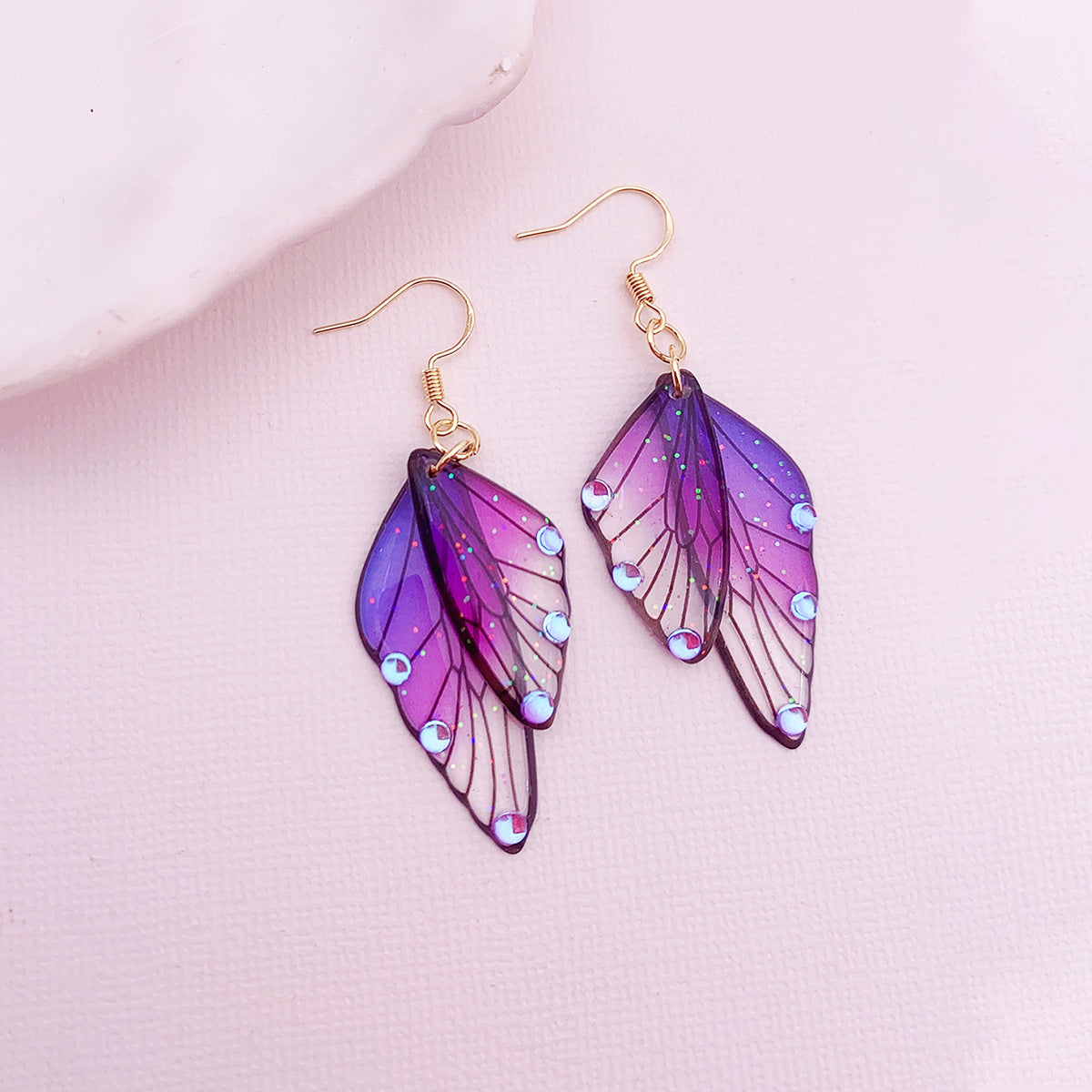 Gradient Cicada Wings Butterfly Wings Earrings