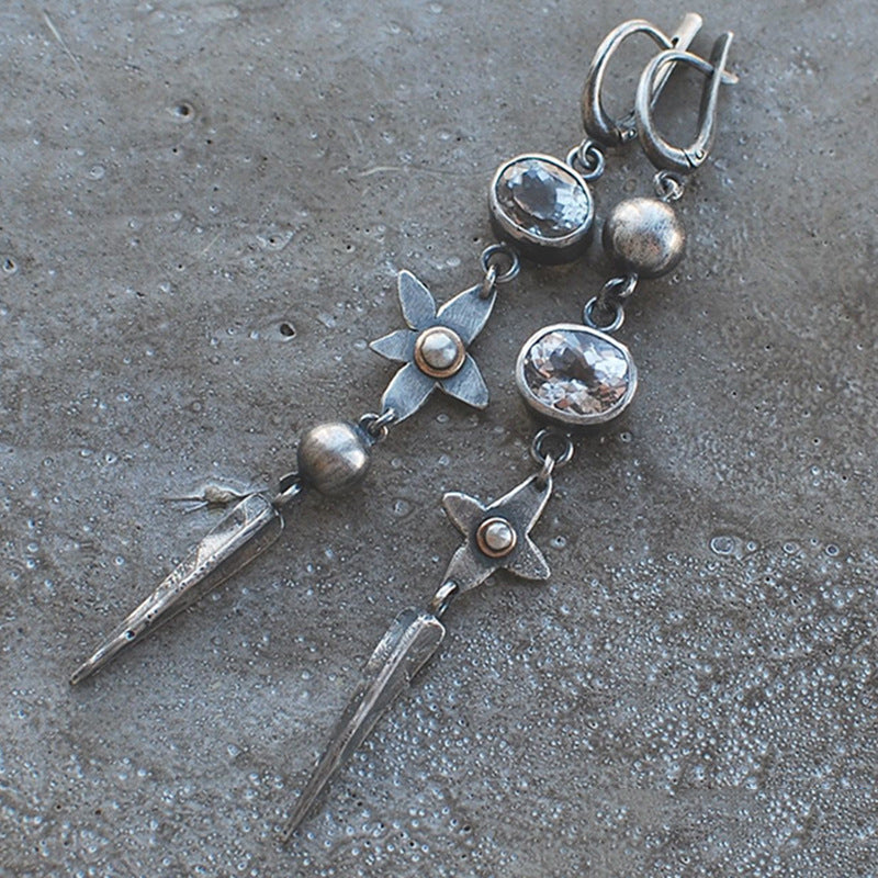 Tassel Vintage Unique Rhinestone Star Earrings