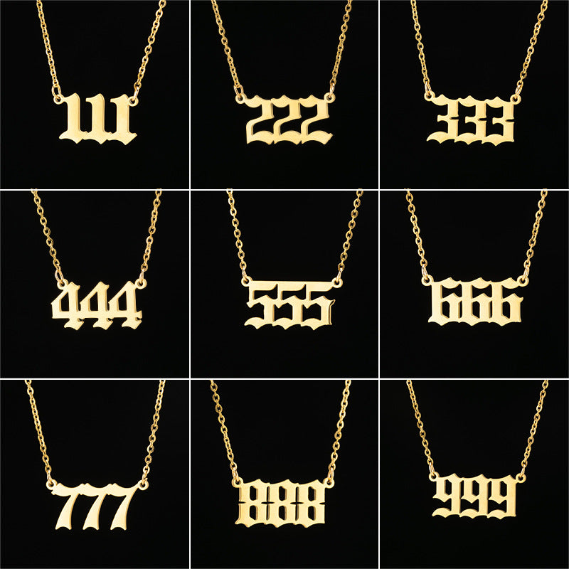 Lucky Number 000-999 Stainless Steel Necklace