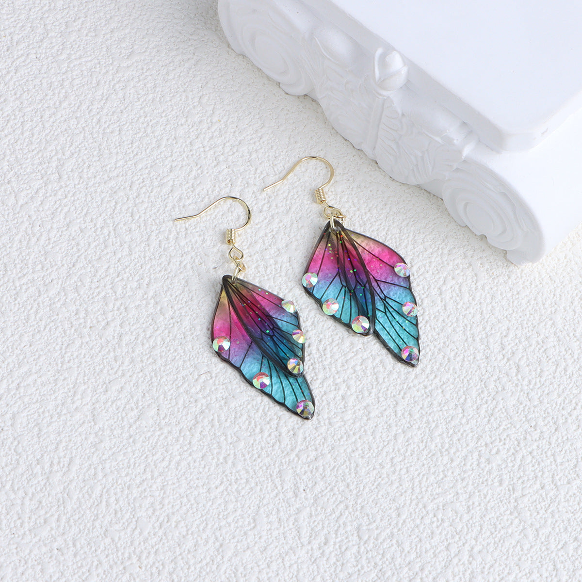 Gradient Cicada Wings Butterfly Wings Earrings