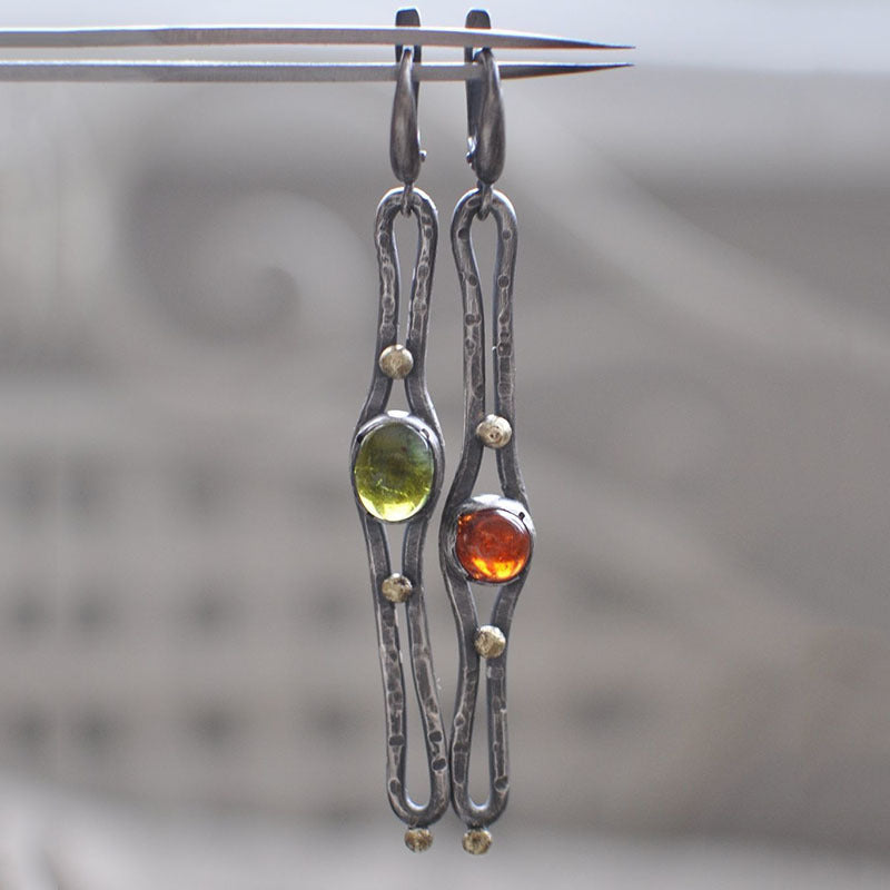 Enamel colored glass personality earrings