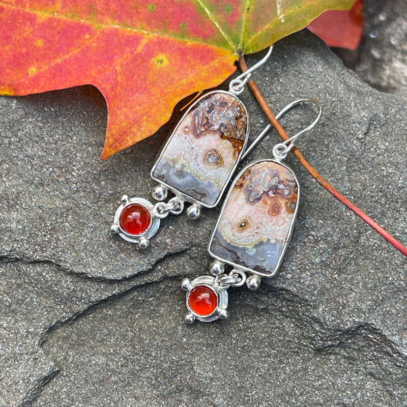 Enamel colored glass personality earrings