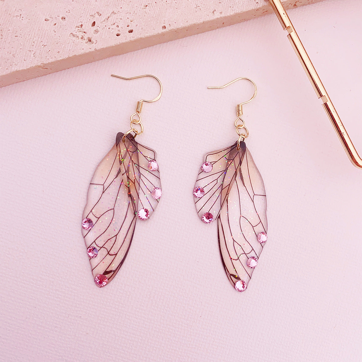 Gradient Cicada Wings Butterfly Wings Earrings