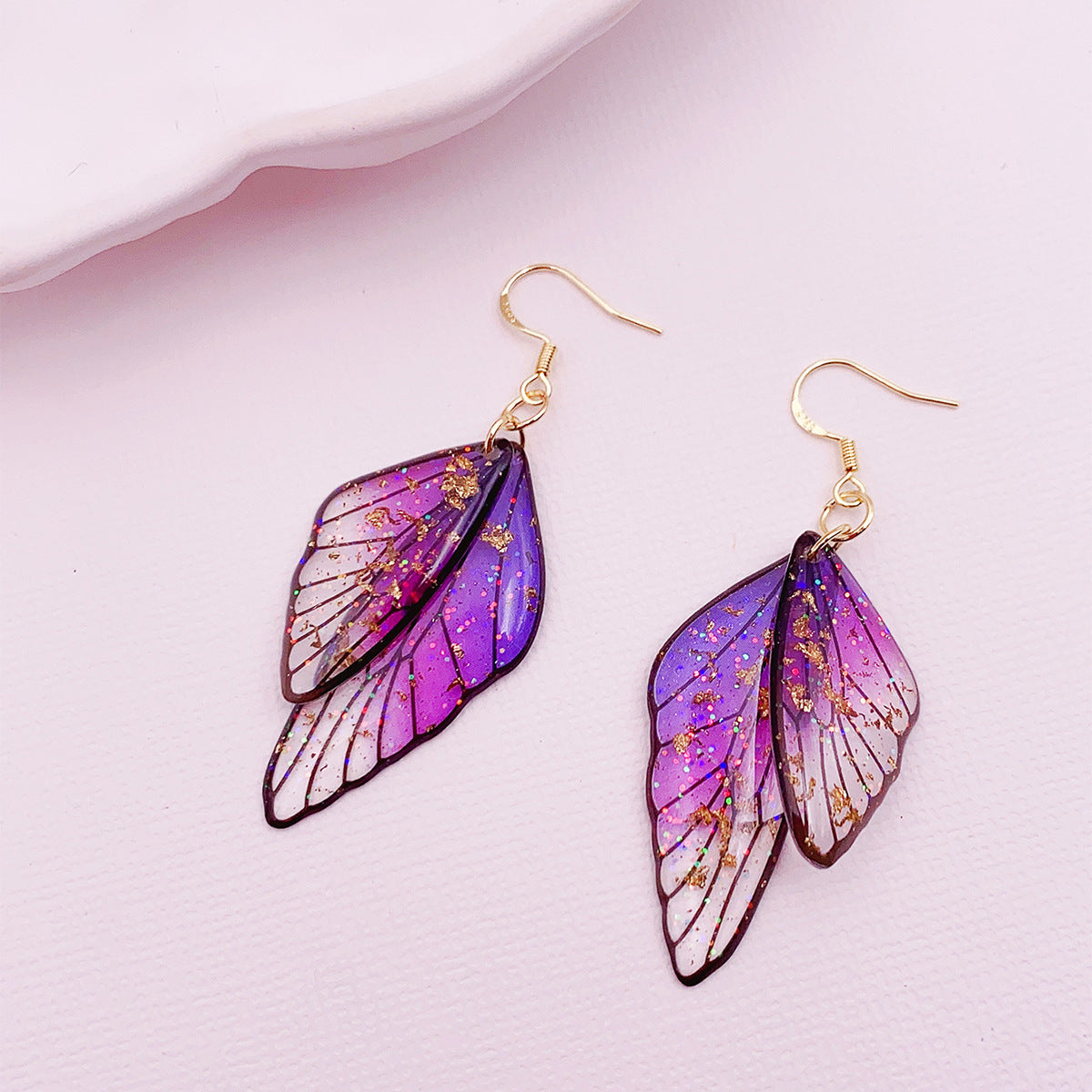 Gradient Cicada Wings Butterfly Wings Earrings