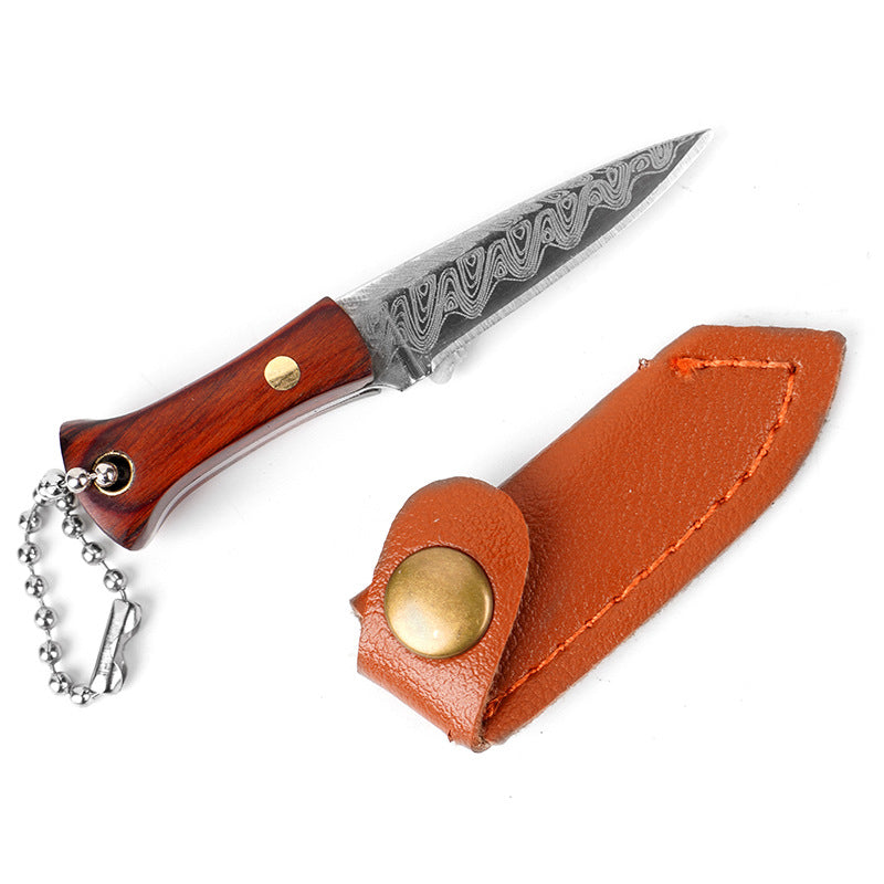 Damascus Pattern Mini Knife with Protective Sleeve