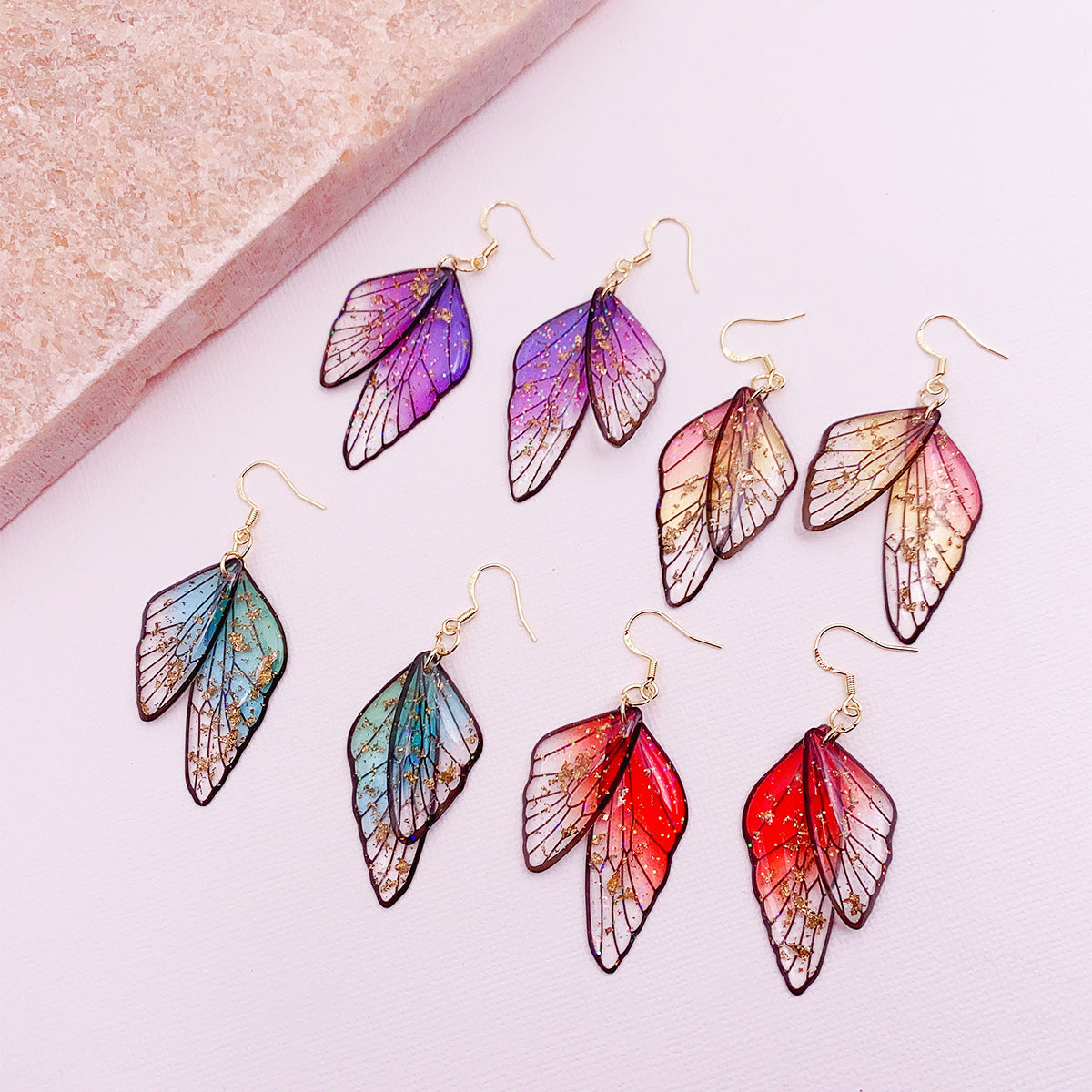 Gradient Cicada Wings Butterfly Wings Earrings