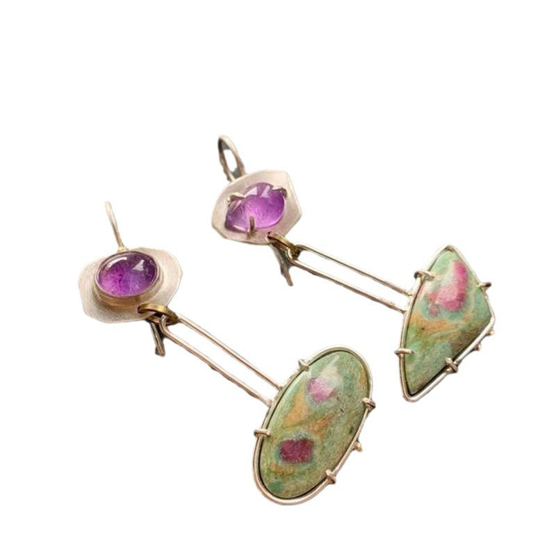 Enamel colored glass personality earrings
