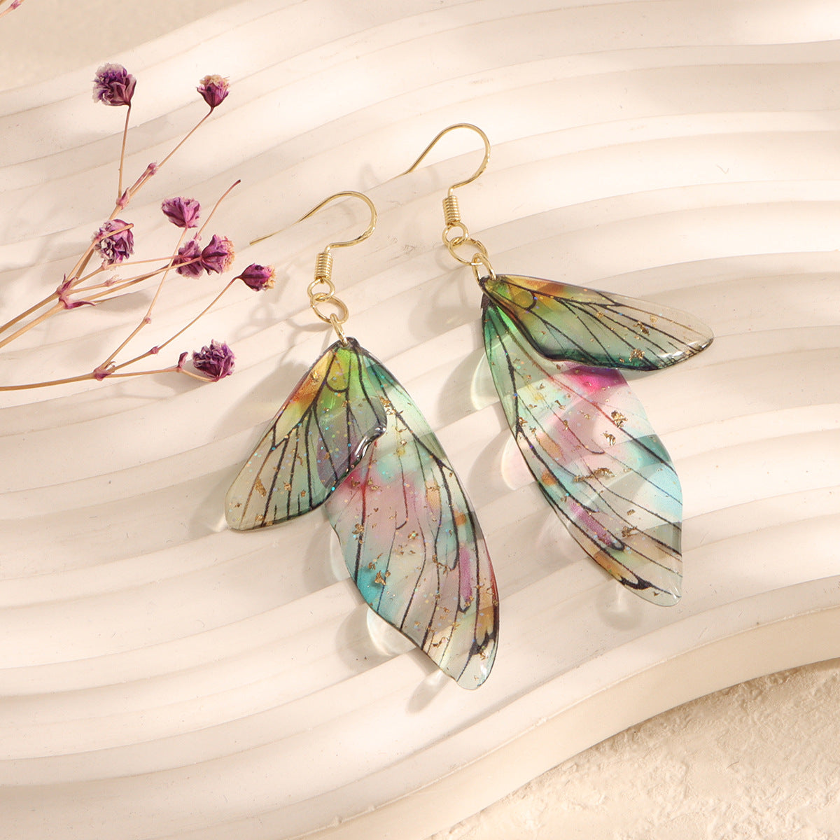 Gradient Cicada Wings Butterfly Wings Earrings