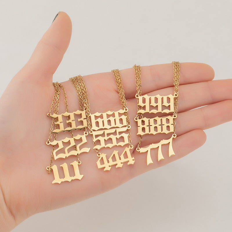 Lucky Number 000-999 Stainless Steel Necklace