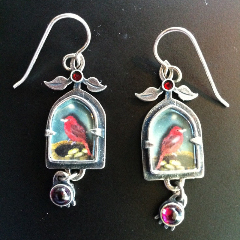 Enamel colored glass personality earrings