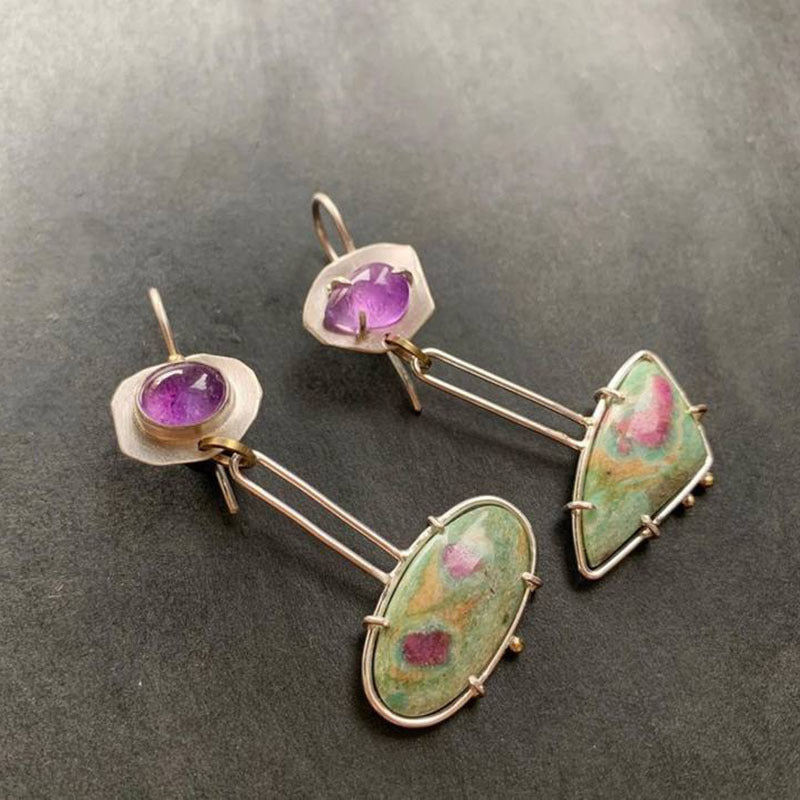 Enamel colored glass personality earrings