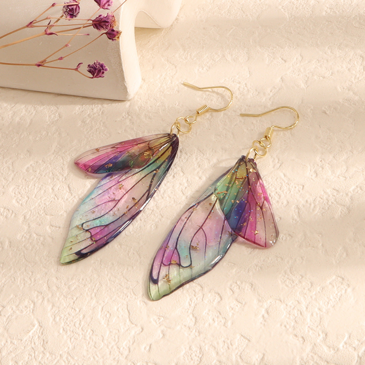Gradient Cicada Wings Butterfly Wings Earrings