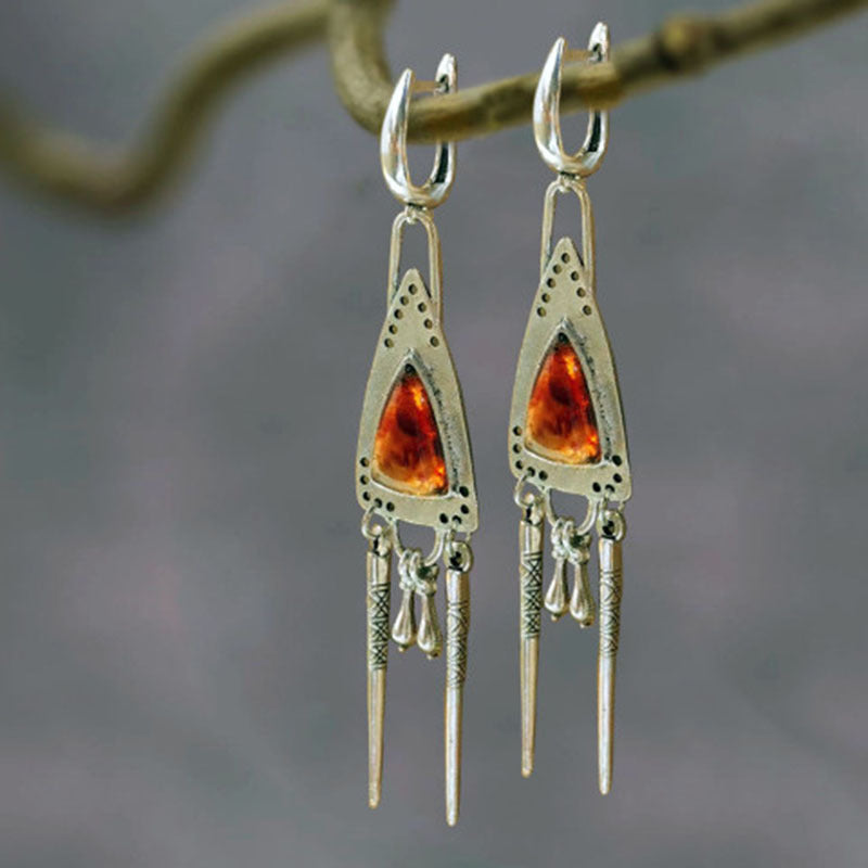 Vintage Triangle Amber Earrings