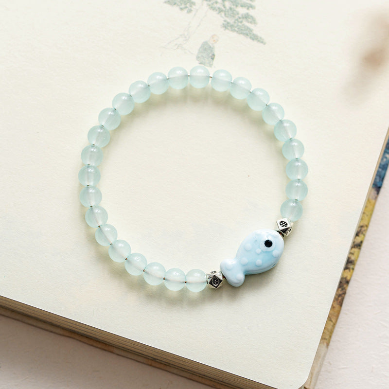 Colored Glazed Ceramic Elastic Bracelets