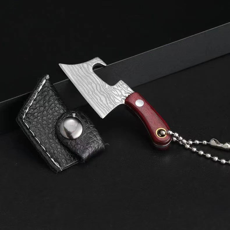 Damascus Pattern Mini Knife with Protective Sleeve