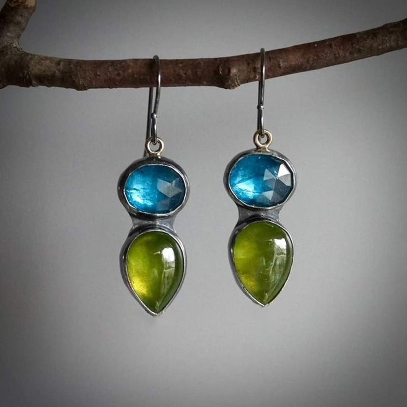 Enamel colored glass personality earrings