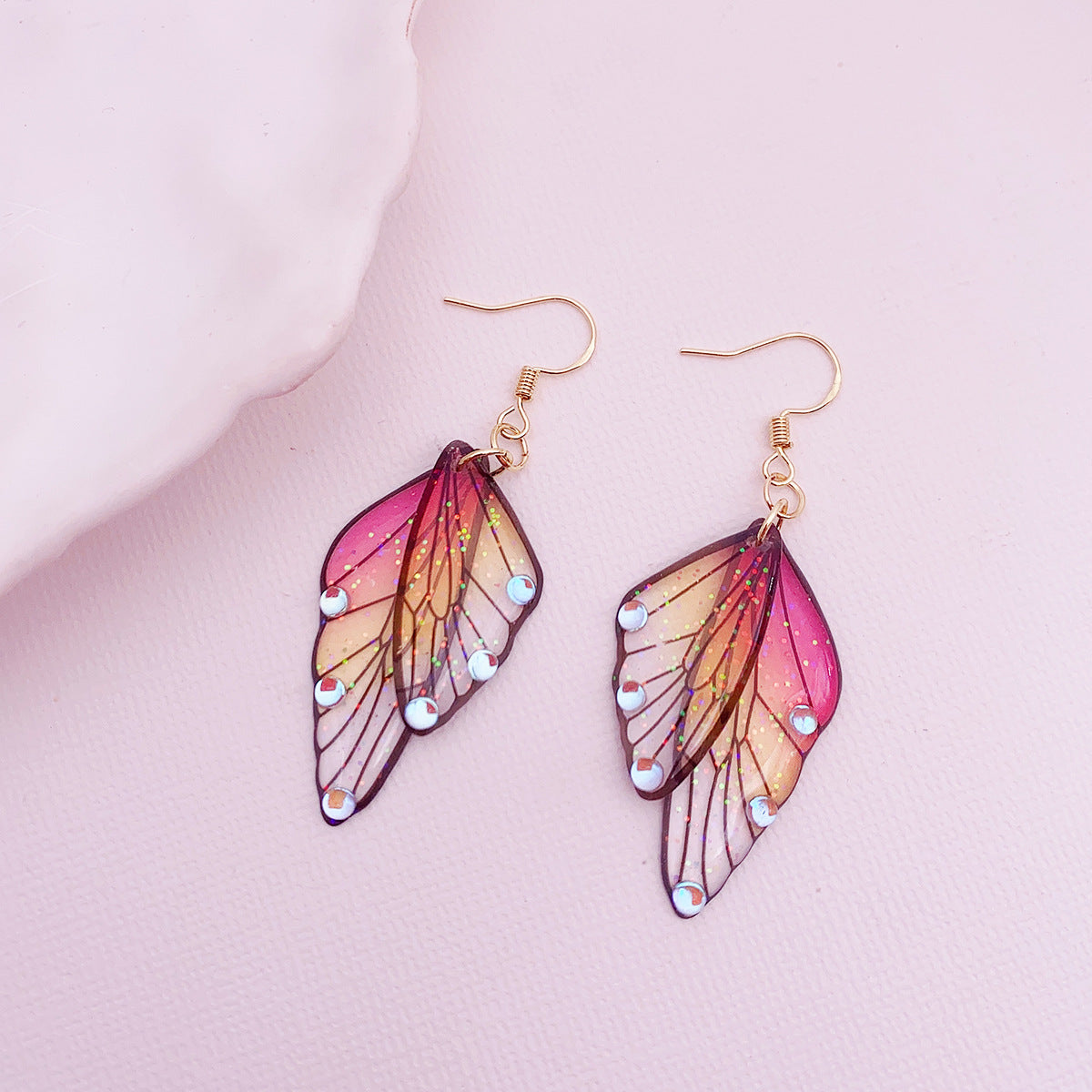 Gradient Cicada Wings Butterfly Wings Earrings