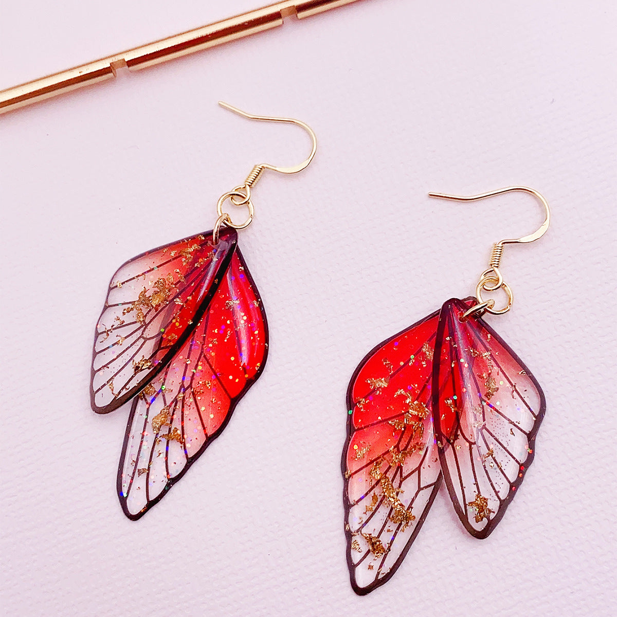 Gradient Cicada Wings Butterfly Wings Earrings