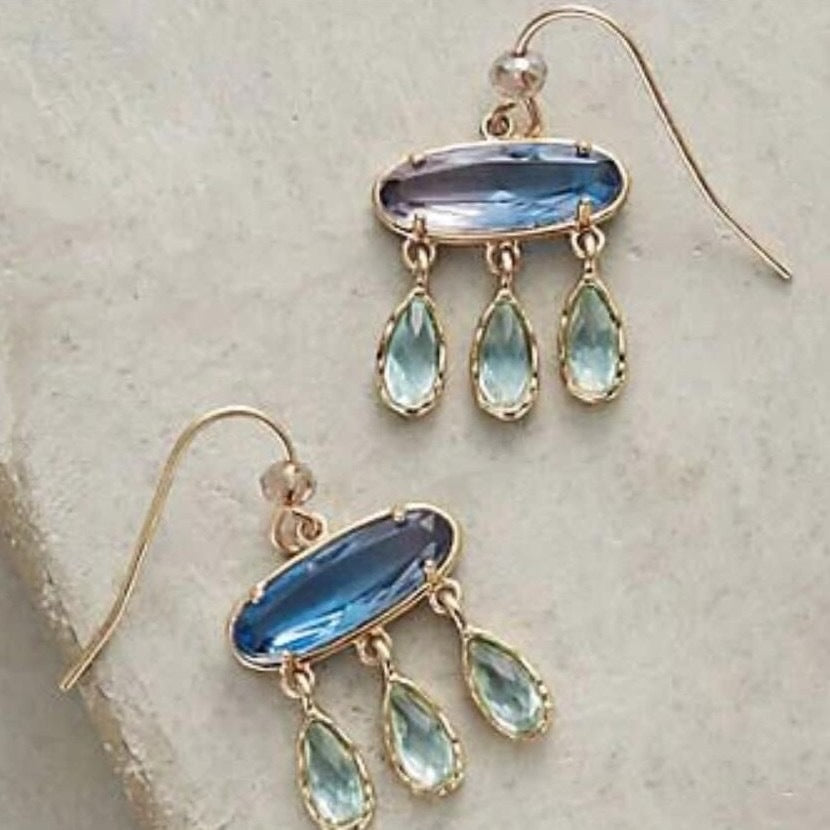 Enamel colored glass personality earrings