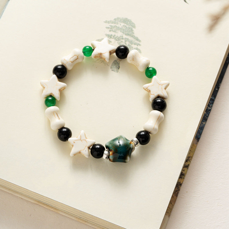 Colored Glazed Ceramic Elastic Bracelets