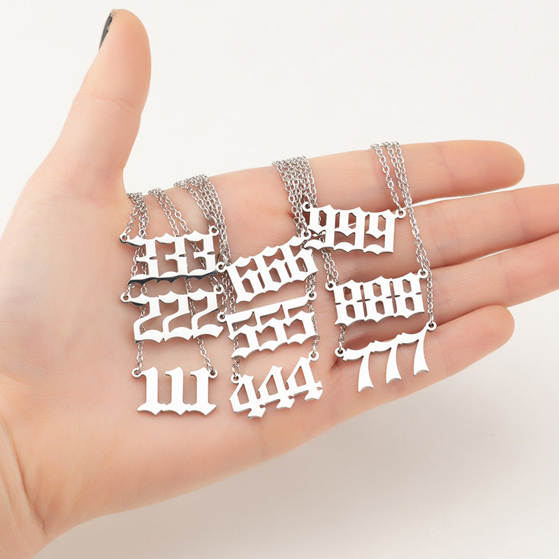 Lucky Number 000-999 Stainless Steel Necklace