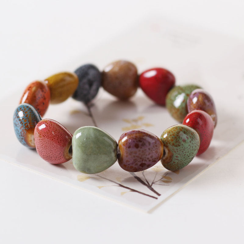 Colored Glazed Ceramic Elastic Bracelets