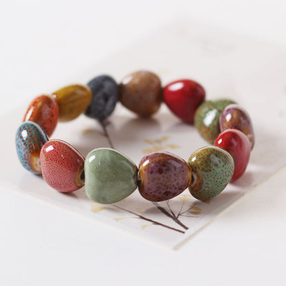 Colored Glazed Ceramic Elastic Bracelets