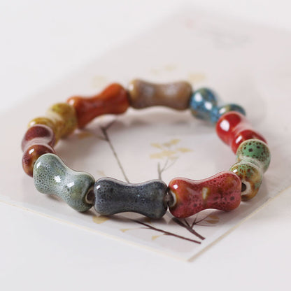 Colored Glazed Ceramic Elastic Bracelets