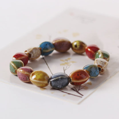 Colored Glazed Ceramic Elastic Bracelets