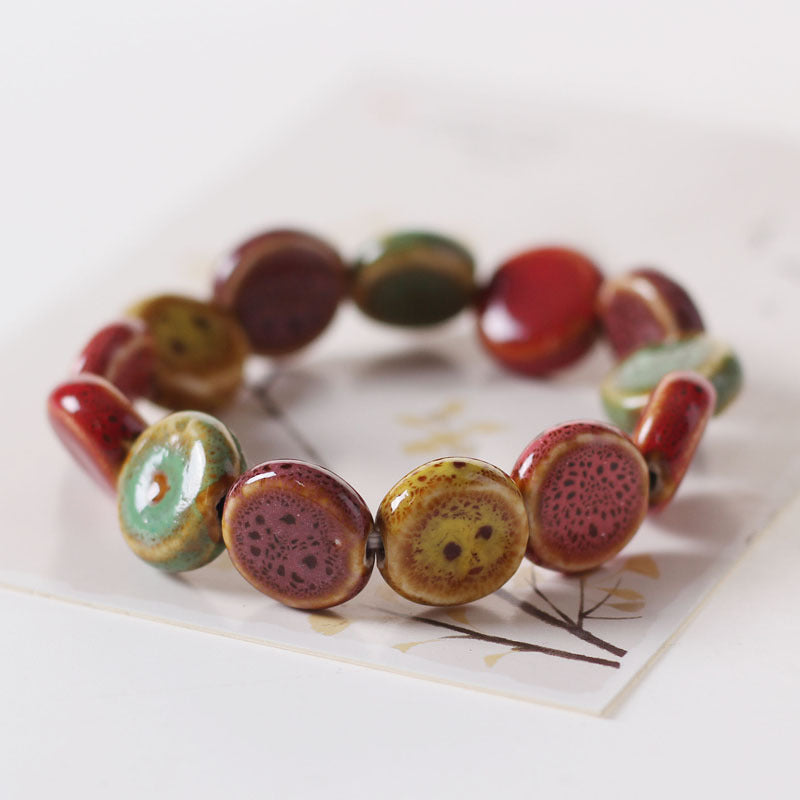Colored Glazed Ceramic Elastic Bracelets