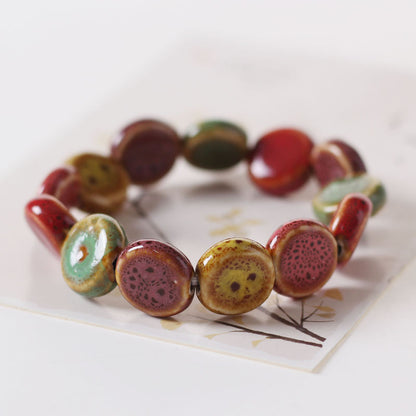 Colored Glazed Ceramic Elastic Bracelets