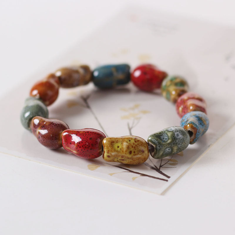 Colored Glazed Ceramic Elastic Bracelets