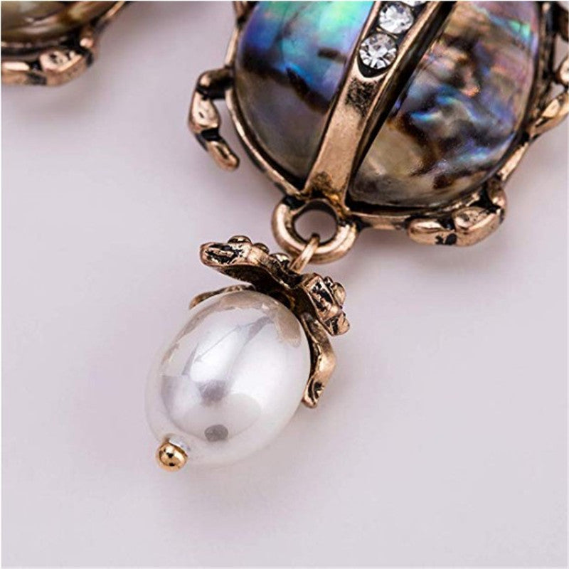 Vintage Insect Pearl Pendant Earrings