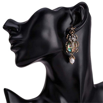 Vintage Insect Pearl Pendant Earrings