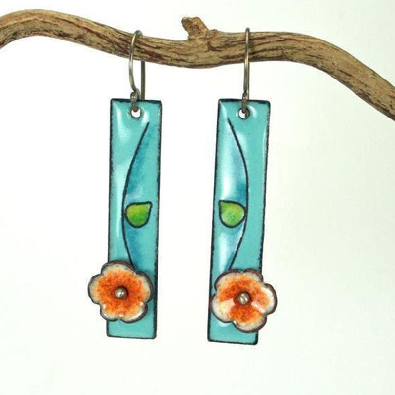 Enamel colored glass personality earrings