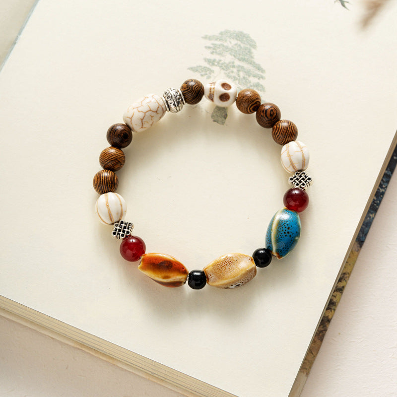 Colored Glazed Ceramic Elastic Bracelets
